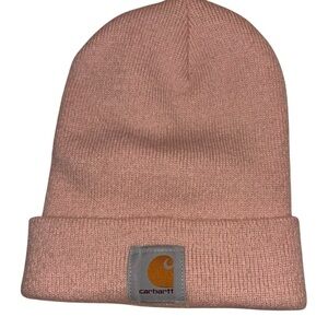 Carhartt Knit Cuffed Beanie Hat Blush Pink Acrylic Winter Warm Logo Patch